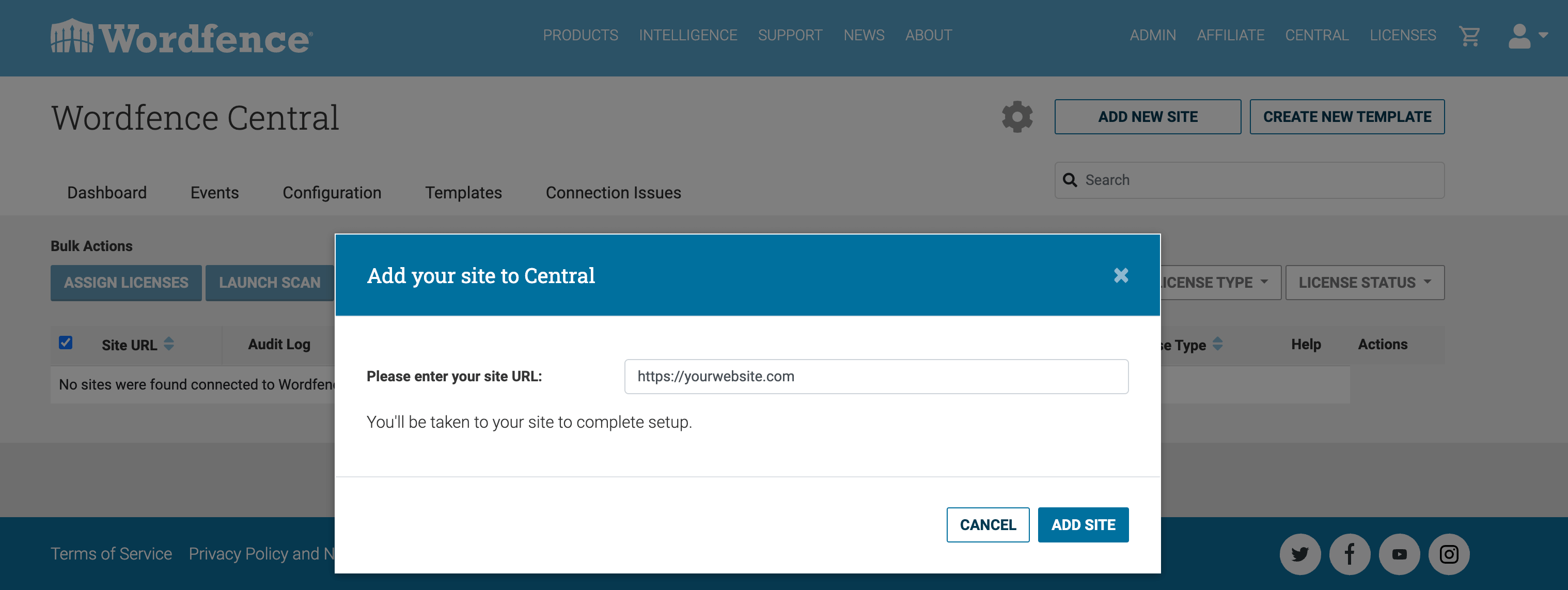 Connect Your Website To Wordfence Central